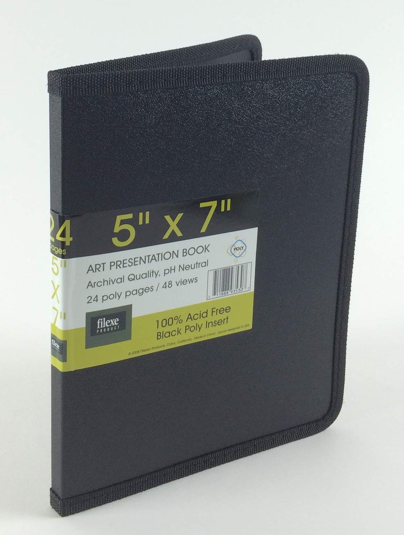 Filexec Products Art Presentation Book, 5"x7", 24Page/48 Views, Pack of 2 (50489-93530), Black - Image 1